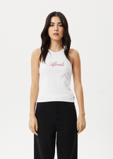 AFENDS Womens Notice - Rib Singlet - White - Afends womens notice   rib singlet   white