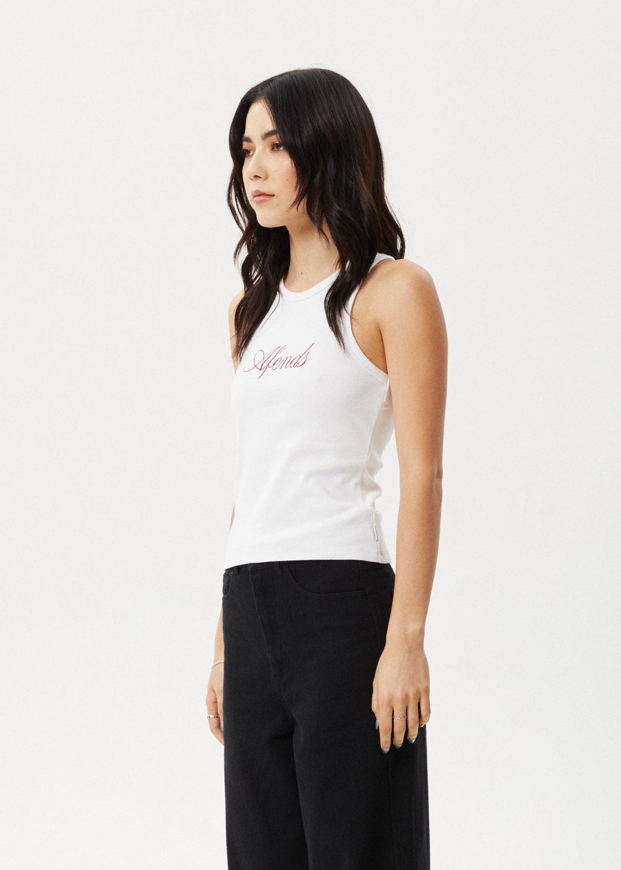AFENDS Womens Notice - Rib Singlet - White