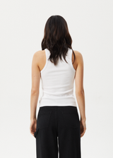 AFENDS Womens Notice - Rib Singlet - White - Afends womens notice   rib singlet   white