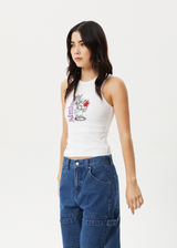 AFENDS Womens Nirvana - Rib Singlet - White - Afends womens nirvana   rib singlet   white