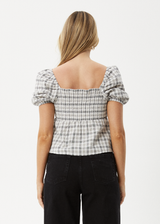 AFENDS Womens Leo -  Seersucker Tie Front Top - Black / White - Afends womens leo   seersucker tie front top   black / white