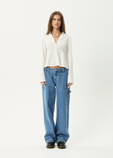 AFENDS Womens Archive - Long Sleeve Shirt - White - Afends womens archive   long sleeve shirt   white