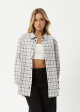 AFENDS Womens Leo - Seersucker Check Shirt - Black / White - Afends womens leo   seersucker check shirt   black / white