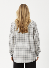 AFENDS Womens Leo - Seersucker Check Shirt - Black / White - Afends womens leo   seersucker check shirt   black / white