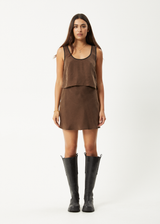 AFENDS Womens Giselle - Cupro Tank - Coffee - Afends womens giselle   cupro tank   coffee 