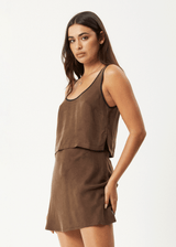 AFENDS Womens Giselle - Cupro Tank - Coffee - Afends womens giselle   cupro tank   coffee 