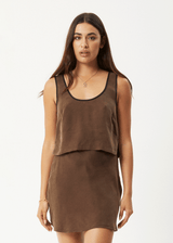 AFENDS Womens Giselle - Cupro Tank - Coffee - Afends womens giselle   cupro tank   coffee 