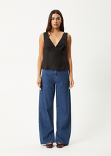 AFENDS Womens Giselle - Cupro Sleeveless Top - Black - Afends womens giselle   cupro sleeveless top   black 