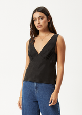 AFENDS Womens Giselle - Cupro Sleeveless Top - Black - Afends womens giselle   cupro sleeveless top   black 