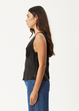 AFENDS Womens Giselle - Cupro Sleeveless Top - Black - Afends womens giselle   cupro sleeveless top   black 