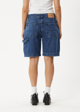 AFENDS Womens Mika - Denim Workwear Short - Authentic Blue - Afends womens mika   denim workwear short   authentic blue