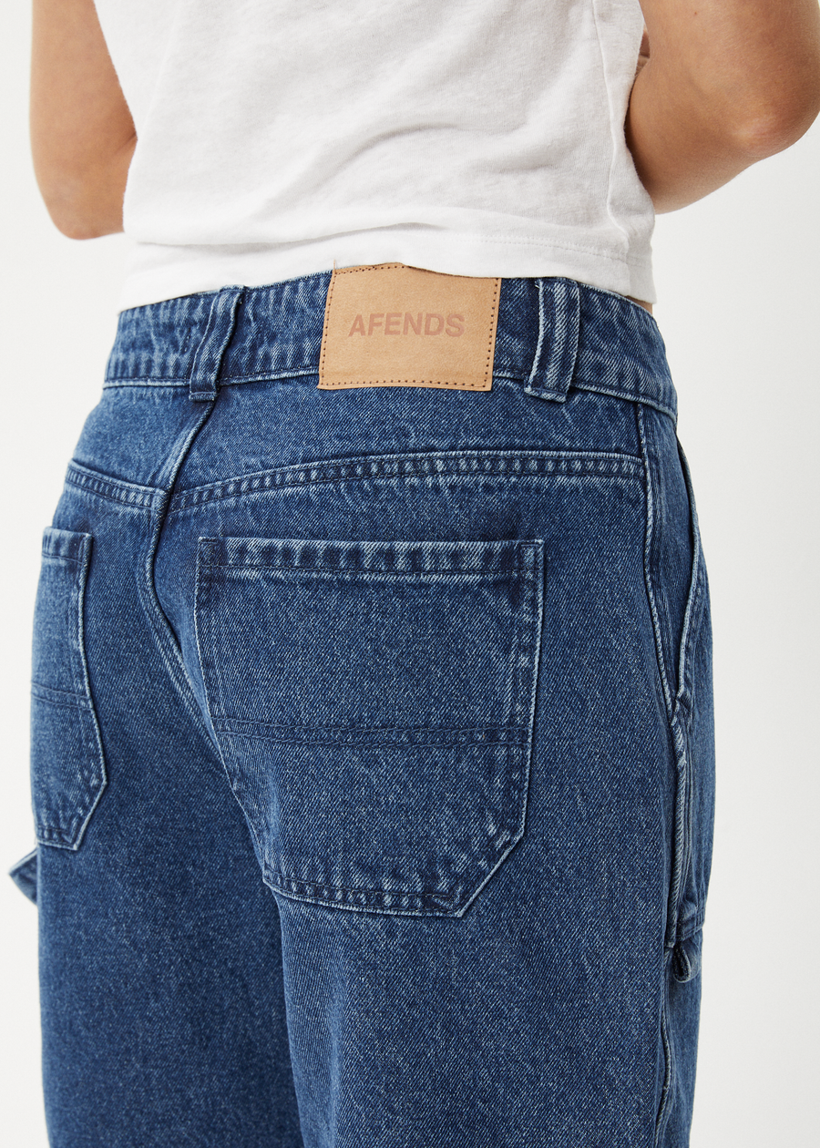 AFENDS Womens Mika - Denim Workwear Short - Authentic Blue