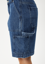 AFENDS Womens Mika - Denim Workwear Short - Authentic Blue - Afends womens mika   denim workwear short   authentic blue