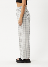 AFENDS Womens Leo - Seersucker Wide Leg Pant - Black / White - Afends womens leo   seersucker wide leg pant   black / white