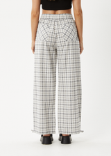 AFENDS Womens Leo - Seersucker Wide Leg Pant - Black / White - Afends womens leo   seersucker wide leg pant   black / white