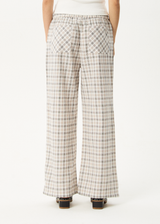 AFENDS Womens Leo - Seersucker Wide Leg Pant - Coffee / White - Afends womens leo   seersucker wide leg pant   coffee / white