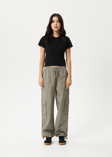 AFENDS Womens Tasman - Cargo Pant - Grey Olive - Afends womens tasman   cargo pant   grey olive