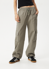 AFENDS Womens Tasman - Cargo Pant - Grey Olive - Afends womens tasman   cargo pant   grey olive