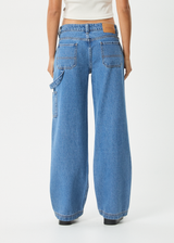 AFENDS Womens Lexi - Low Rise Workwear Jean - Worn Blue - Afends womens lexi   low rise workwear jean   worn blue