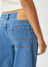 AFENDS Womens Lexi - Low Rise Workwear Jean - Worn Blue - Afends womens lexi   low rise workwear jean   worn blue