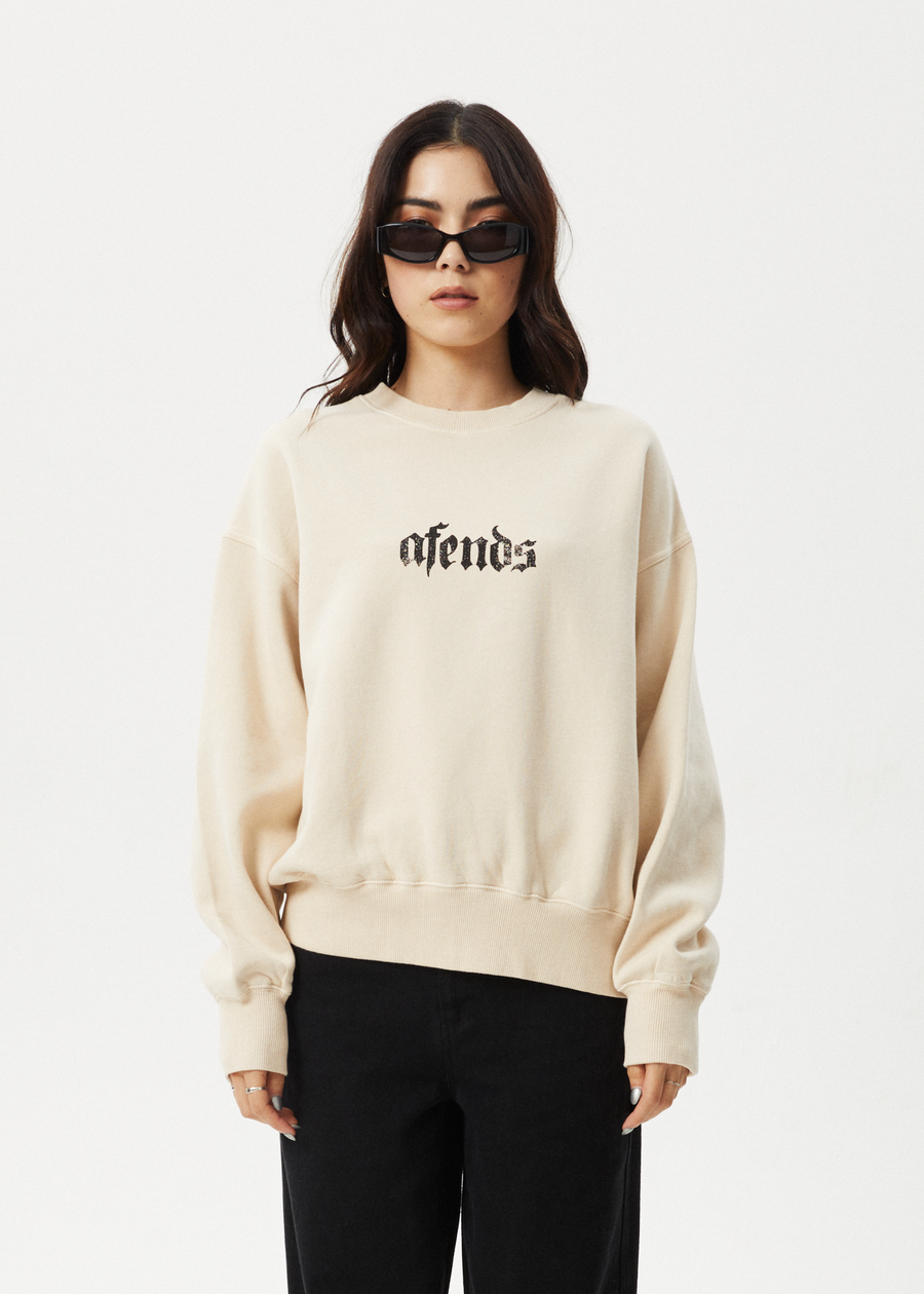 AFENDS Womens Scorpio - Crew Neck Jumper - Sand