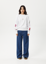 AFENDS Womens Flourish - Crew Neck Jumper - White - Afends womens flourish   crew neck jumper   white