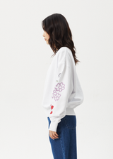 AFENDS Womens Flourish - Crew Neck Jumper - White - Afends womens flourish   crew neck jumper   white