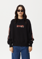 AFENDS Womens Scorched - Crew Neck Jumper - Black - Afends womens scorched   crew neck jumper   black