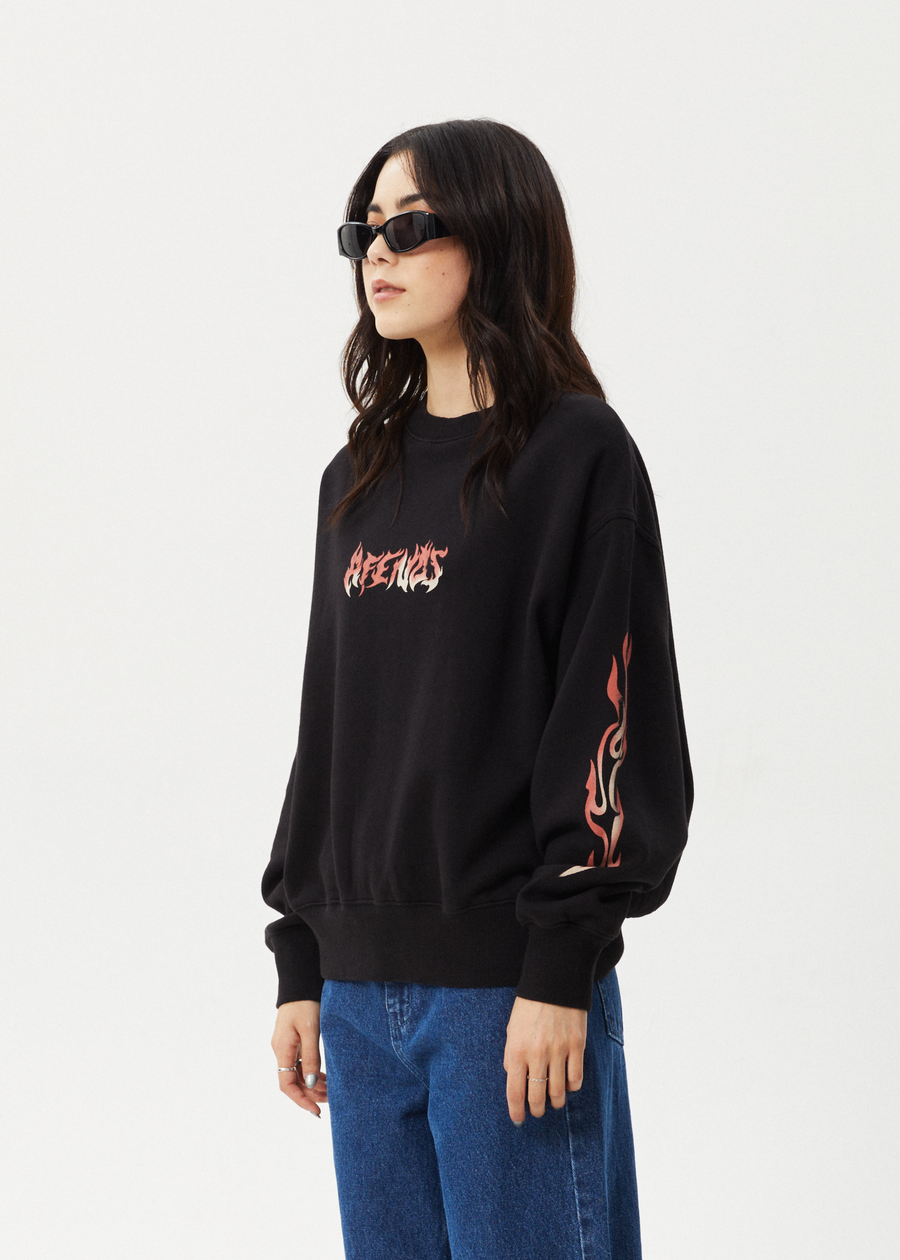 AFENDS Womens Scorched - Crew Neck Jumper - Black