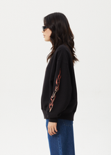 AFENDS Womens Scorched - Crew Neck Jumper - Black - Afends womens scorched   crew neck jumper   black