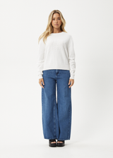 AFENDS Womens Inferno - Knit Crew Neck Jumper - White - Afends womens inferno   knit crew neck jumper   white