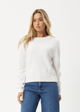 AFENDS Womens Inferno - Knit Crew Neck Jumper - White - Afends womens inferno   knit crew neck jumper   white