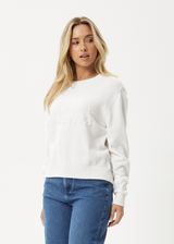 AFENDS Womens Inferno - Knit Crew Neck Jumper - White - Afends womens inferno   knit crew neck jumper   white
