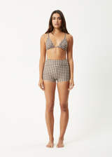 AFENDS Womens Base - Swim Short - Coffee Check - Afends womens base   swim short   coffee check