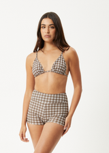 AFENDS Womens Base - Swim Short - Coffee Check - Afends womens base   swim short   coffee check
