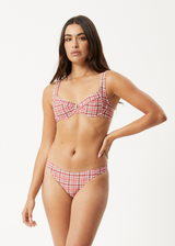 AFENDS Womens Check Out - Bikini Top - Red Check - Afends womens check out   bikini top   red check 