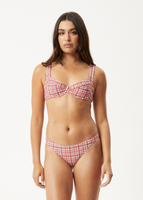 AFENDS Womens Check Out - Bikini Bottom - Red Check - Afends womens check out   bikini bottom   red check 