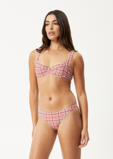 AFENDS Womens Check Out - Bikini Bottom - Red Check - Afends womens check out   bikini bottom   red check 
