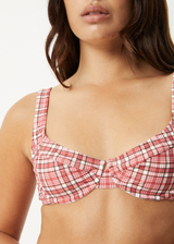 AFENDS Womens Check Out - Bikini Top - Red Check - Afends womens check out   bikini top   red check 
