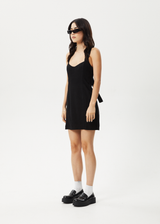 AFENDS Womens Kacey - Linen Mini Dress - Black - Afends womens kacey   linen mini dress   black 