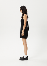 AFENDS Womens Kacey - Linen Mini Dress - Black - Afends womens kacey   linen mini dress   black 