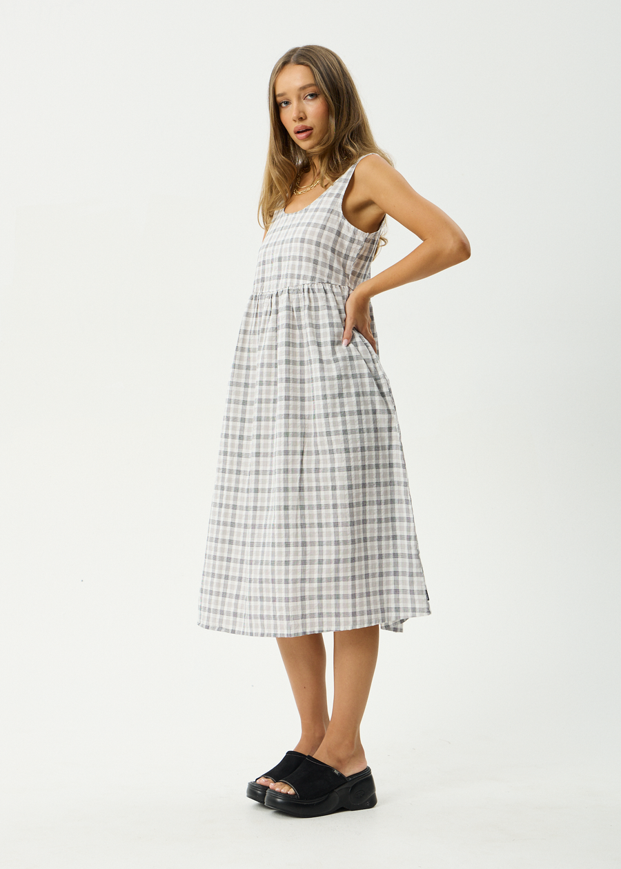 AFENDS Womens Leo - Seersucker Midi Dress - Black / White