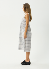 AFENDS Womens Leo - Seersucker Midi Dress - Black / White - Afends womens leo   seersucker midi dress   black / white