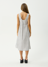 AFENDS Womens Leo - Seersucker Midi Dress - Black / White - Afends womens leo   seersucker midi dress   black / white