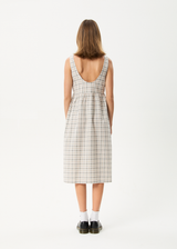 AFENDS Womens Leo - Seersucker Midi Dress - Coffee / White - Afends womens leo   seersucker midi dress   coffee / white