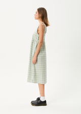 AFENDS Womens Leo - Seersucker Midi Dress - Green / White - Afends womens leo   seersucker midi dress   green / white