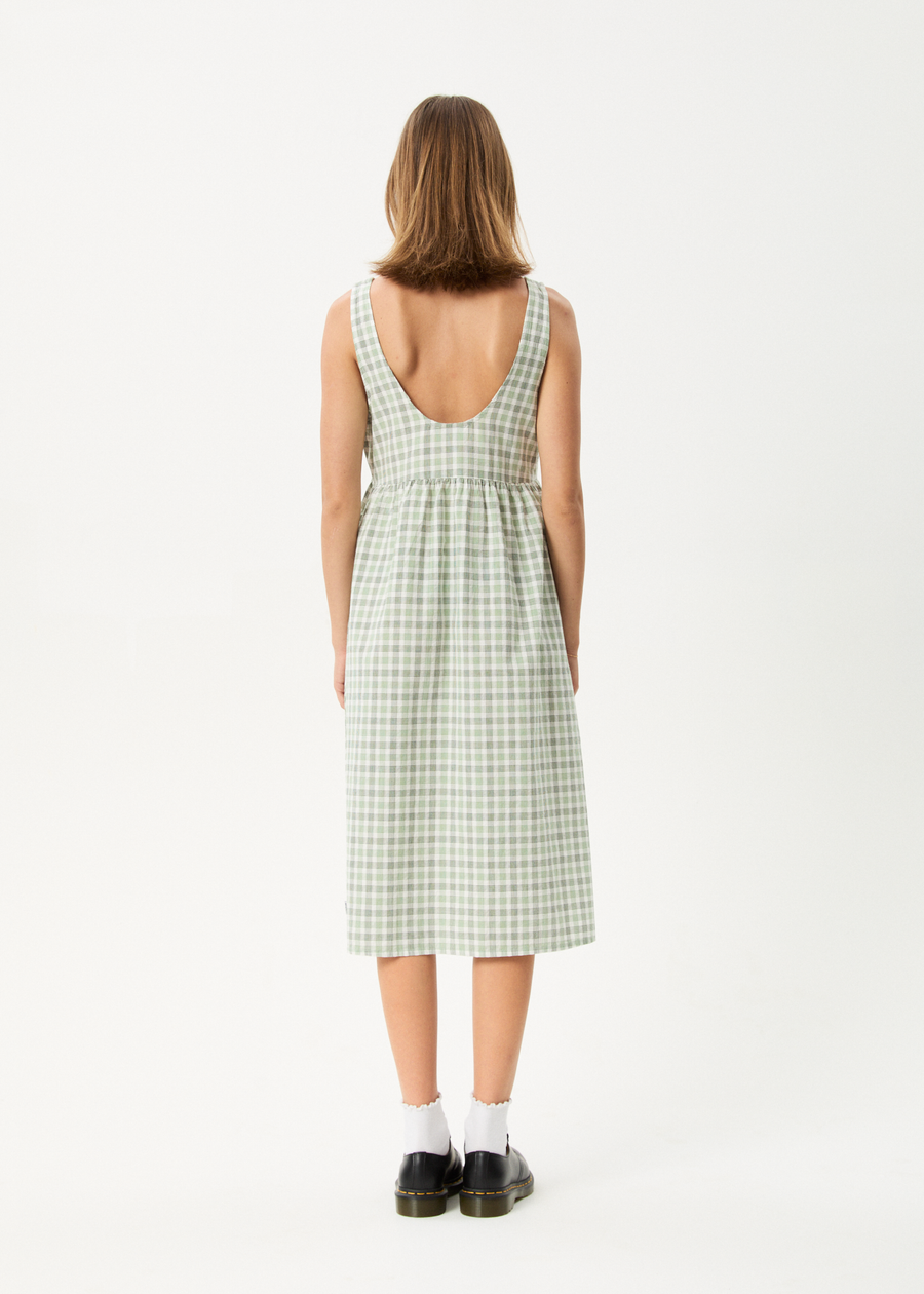 AFENDS Womens Leo - Seersucker Midi Dress - Green / White