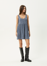 AFENDS Womens Shipwreck Jesse - Seersucker Mini Dress - Marlin - Afends womens shipwreck jesse   seersucker mini dress   marlin
