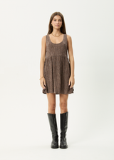 AFENDS Womens Hometown Jesse - Seersucker Mini Dress - Coffee - Afends womens hometown jesse   seersucker mini dress   coffee