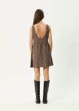 AFENDS Womens Hometown Jesse - Seersucker Mini Dress - Coffee - Afends womens hometown jesse   seersucker mini dress   coffee